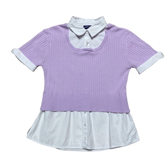 Limited Too Y2K Vintage Academia Ribbed Sweater Button Layered Short Sleeve - Picture 1 of 12